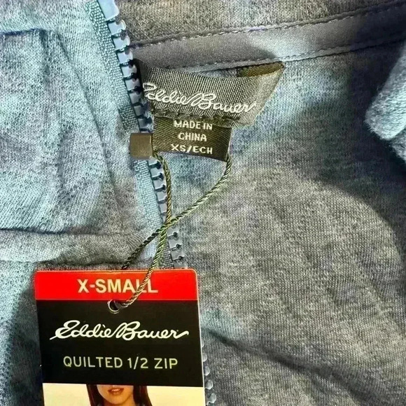 Eddie Bauer Blue Quilted Half Zip Jacket - Picture 3 of 5